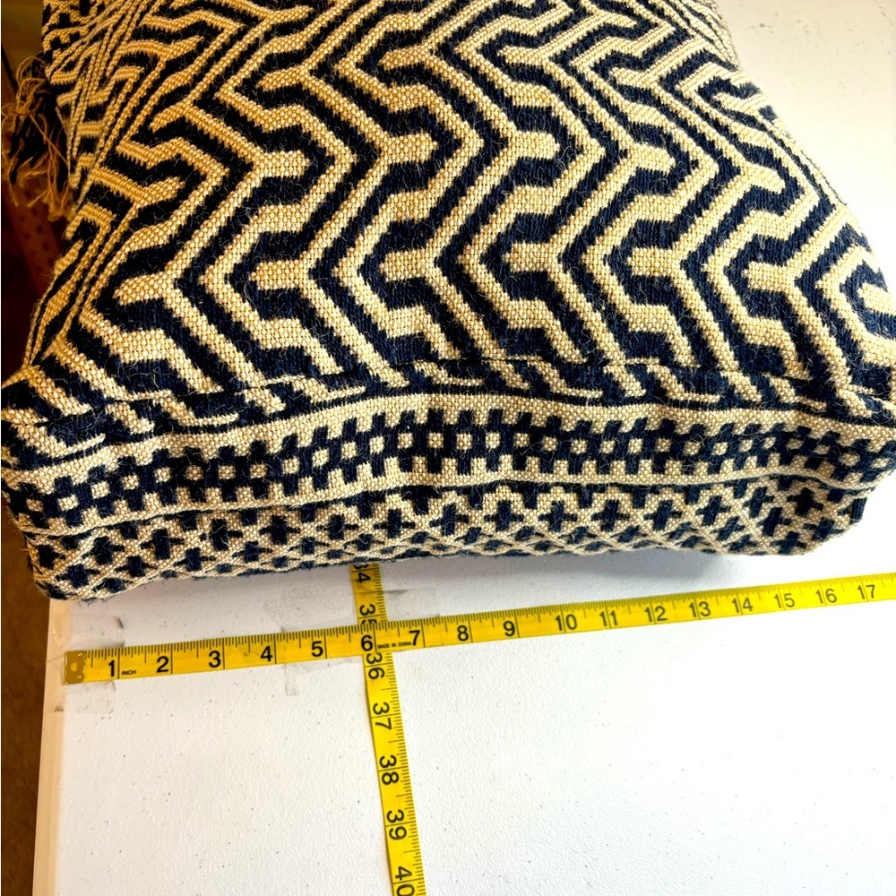 C & C California Home Jute XLarge Tote Bag Blue Tassel Medallion Pattern Boho - Picture 12 of 14